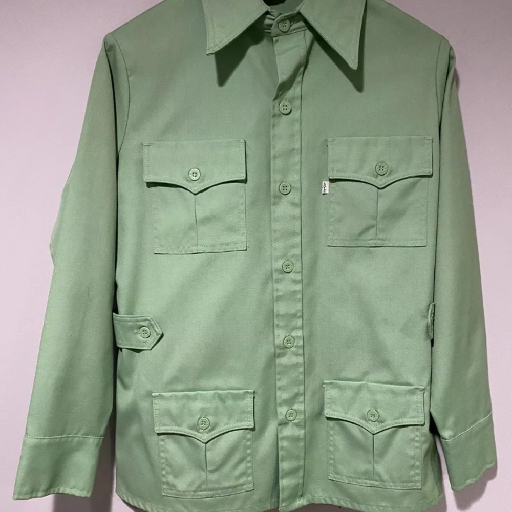 Vintage Levi’s green large collar jacket 70s so cool